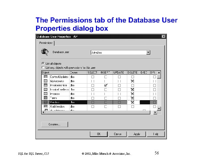 SQL for SQL Server, C 17 © 2002, Mike Murach & Associates, Inc. 56