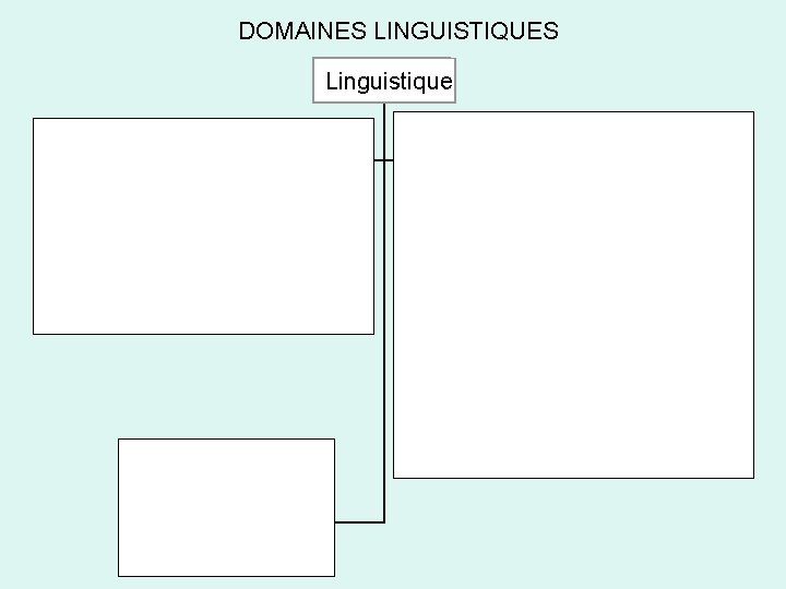 DOMAINES LINGUISTIQUES Linguistiques Internes Linguistique Structurale Linguistique Enonciative Linguistiques Externes Socio linguistique Neuro linguistique