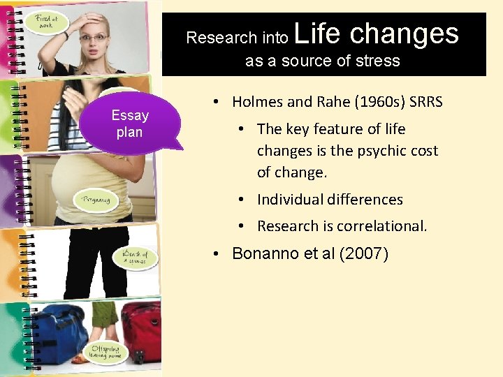 Life changes Research into as a source of stress Essay plan • Holmes and