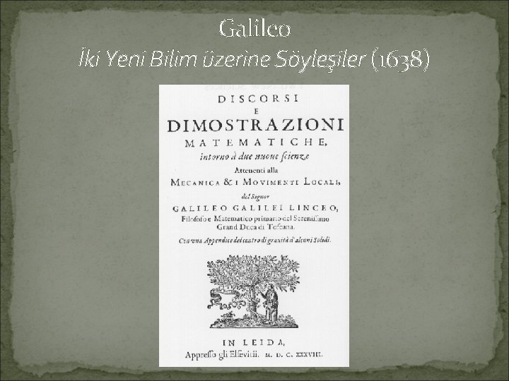 Galileo İki Yeni Bilim üzerine Söyleşiler (1638) 