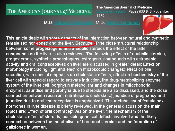 The American Journal of Medicine Volume 49, Issue 5 , Pages 630 -648, November