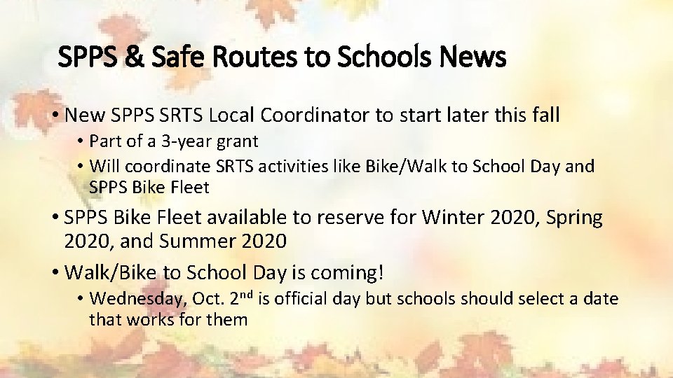 SPPS & Safe Routes to Schools News • New SPPS SRTS Local Coordinator to