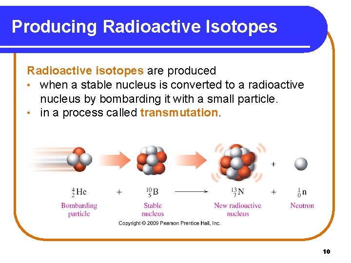 Producing Radioactive Isotopes Radioactive isotopes are produced • when a stable nucleus is converted