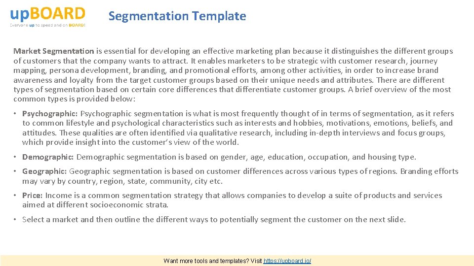 Segmentation Template Market Segmentation is essential for developing an effective marketing plan because it Segmentation Template Market Segmentation is essential for developing an effective marketing plan because it