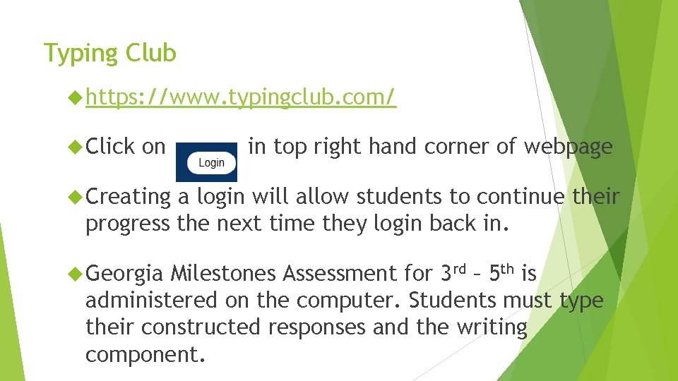 Typing Club https: //www. typingclub. com/ Click on in top right hand corner of