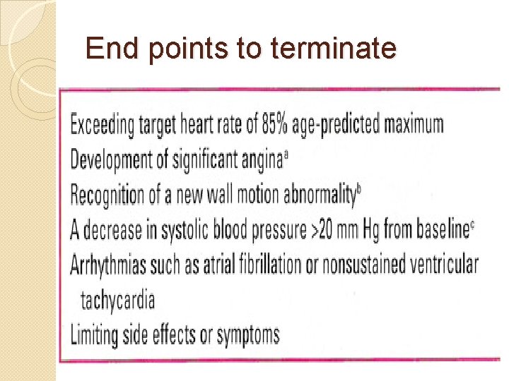 End points to terminate 