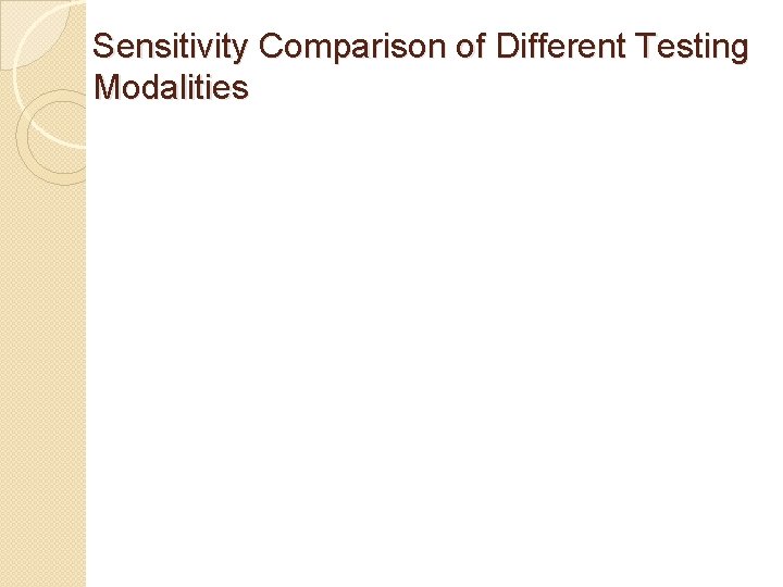 Sensitivity Comparison of Different Testing Modalities 