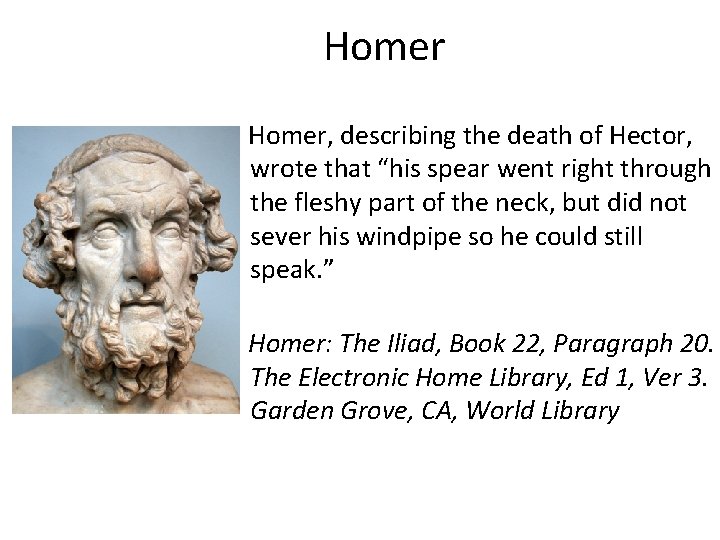 Homer, describing the death of Hector, wrote that “his spear went right through the