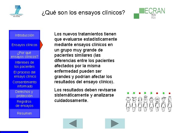 ¿Qué son los ensayos clínicos? Introducción Ensayos clínicos ¿Por qué ensayos clínicos? Intereses de