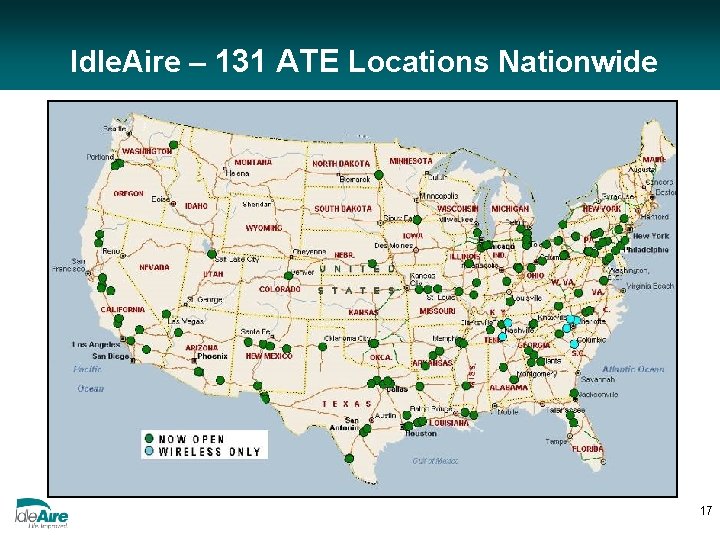 Idle. Aire – 131 ATE Locations Nationwide 17 