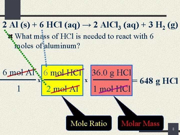 2 Al (s) + 6 HCl (aq) → 2 Al. Cl 3 (aq) +