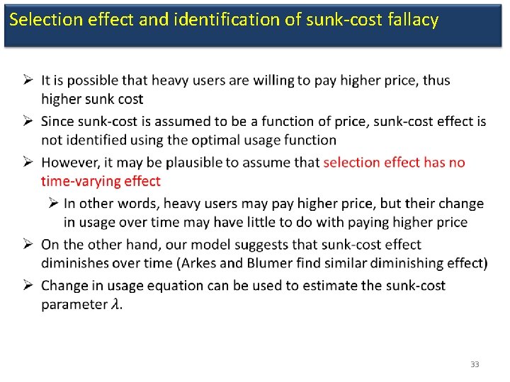 Selection effect and identification of sunk-cost fallacy • 33 