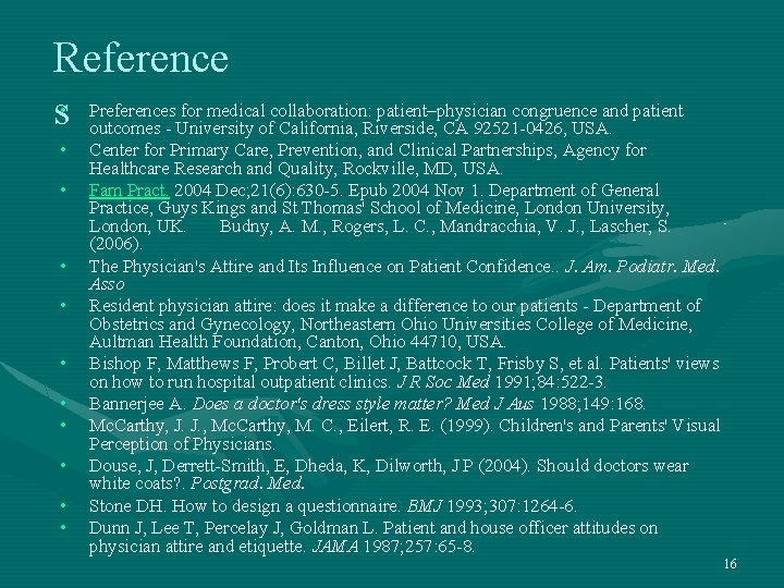 Reference for medical collaboration: patient–physician congruence and patient s • Preferences outcomes - University