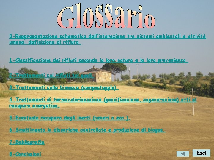 0 -Rappresentazione schematica dell’interazione tra sistemi ambientali e attività umane, definizione di rifiuto. 1