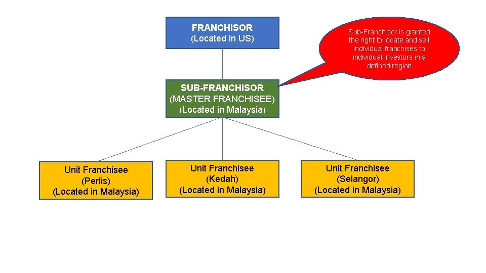 FRANCHISOR (Located in US) Sub-Franchisor is granted the right to locate and sell individual