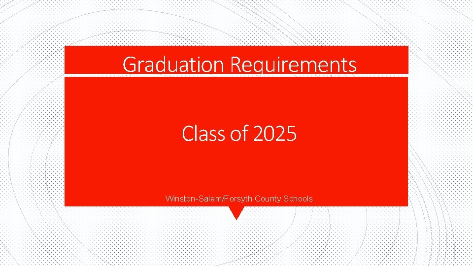 Graduation Requirements Class of 2025 Winston-Salem/Forsyth County Schools 