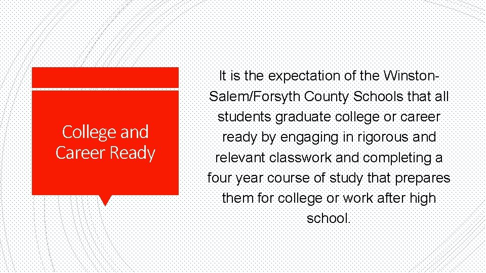 College and Career Ready It is the expectation of the Winston. Salem/Forsyth County Schools