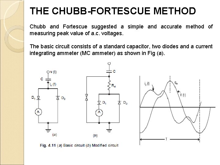 THE CHUBB-FORTESCUE METHOD Chubb and Fortescue suggested a simple and accurate method of measuring