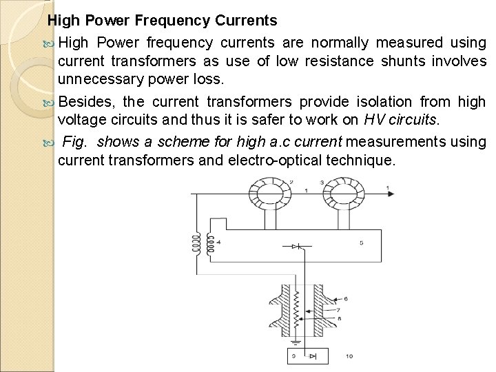 High Power Frequency Currents High Power frequency currents are normally measured using current transformers