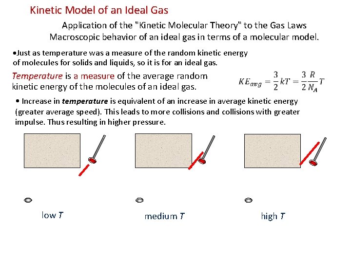 Kinetic Model of an Ideal Gas Application of the "Kinetic Molecular Theory" to the