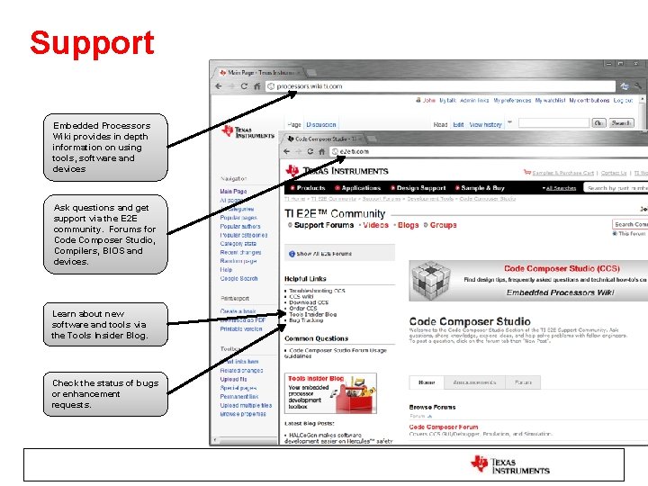 Support Embedded Processors Wiki provides in depth information on using tools, software and devices