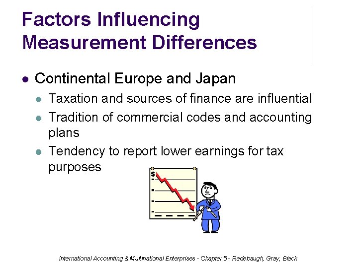 Factors Influencing Measurement Differences Continental Europe and Japan Taxation and sources of finance are