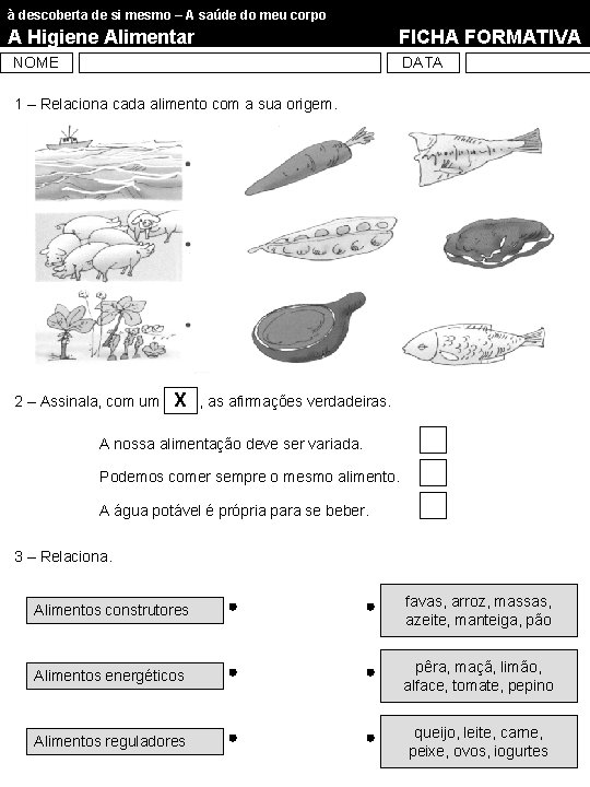 à descoberta de si mesmo – A saúde do meu corpo A Higiene Alimentar