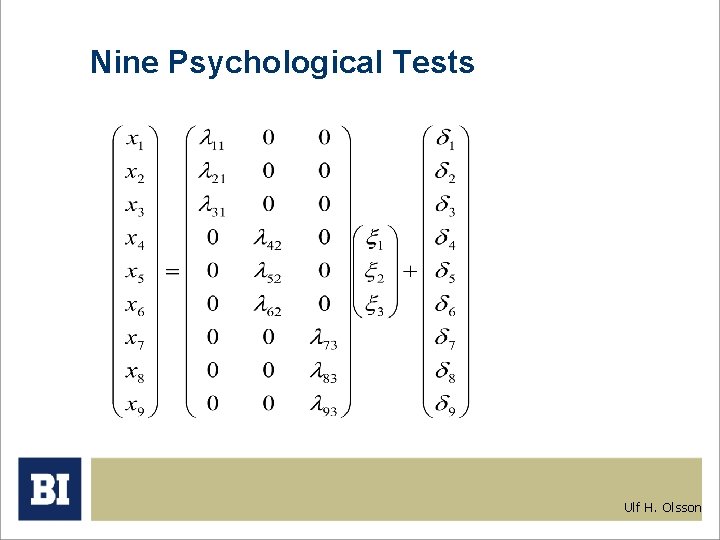 Nine Psychological Tests Ulf H. Olsson 