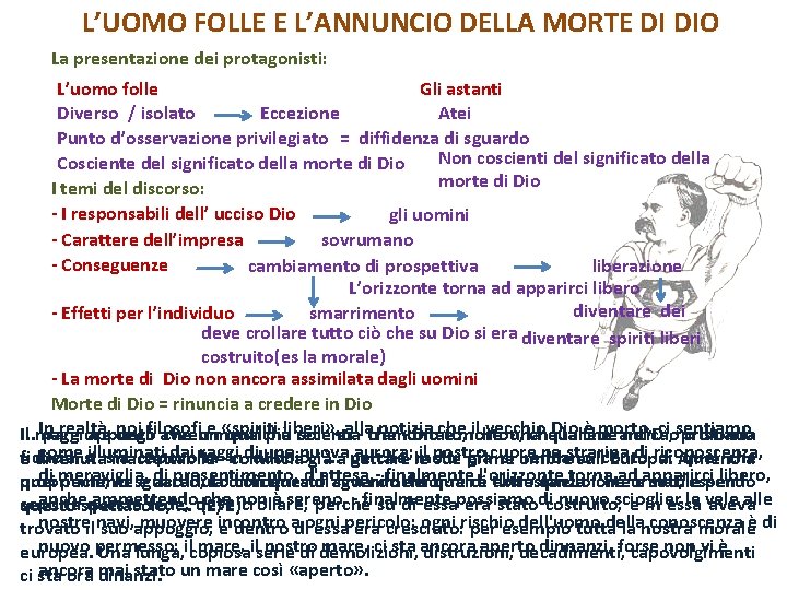 L’UOMO FOLLE E L’ANNUNCIO DELLA MORTE DI DIO La presentazione dei protagonisti: L’uomo folle