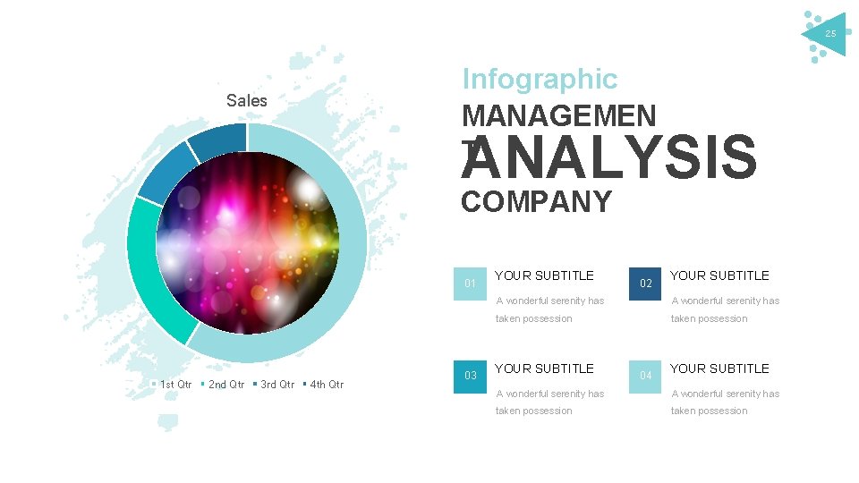 25 Infographic MANAGEMEN T Sales ANALYSIS COMPANY 01 1 st Qtr 2 nd Qtr