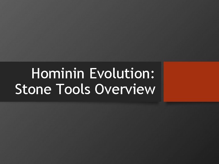 Hominin Evolution: Stone Tools Overview 
