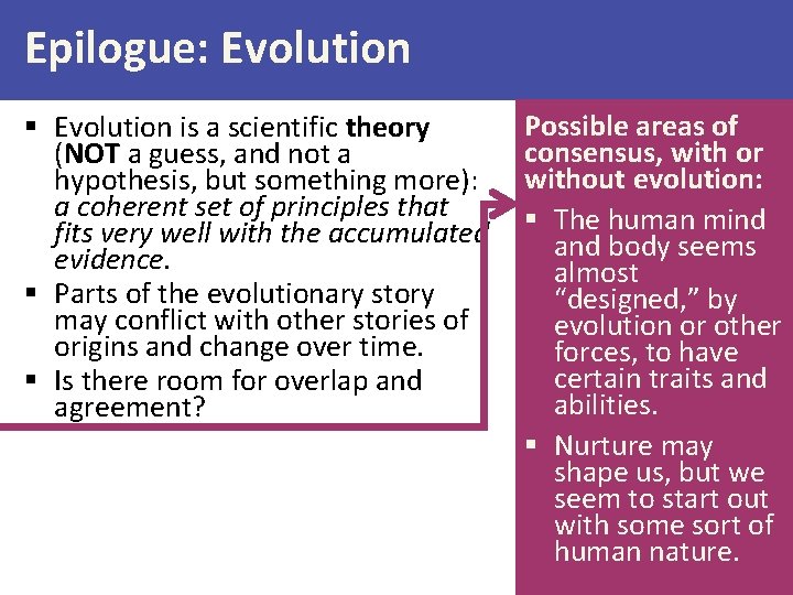 Epilogue: Evolution § Evolution is a scientific theory (NOT a guess, and not a