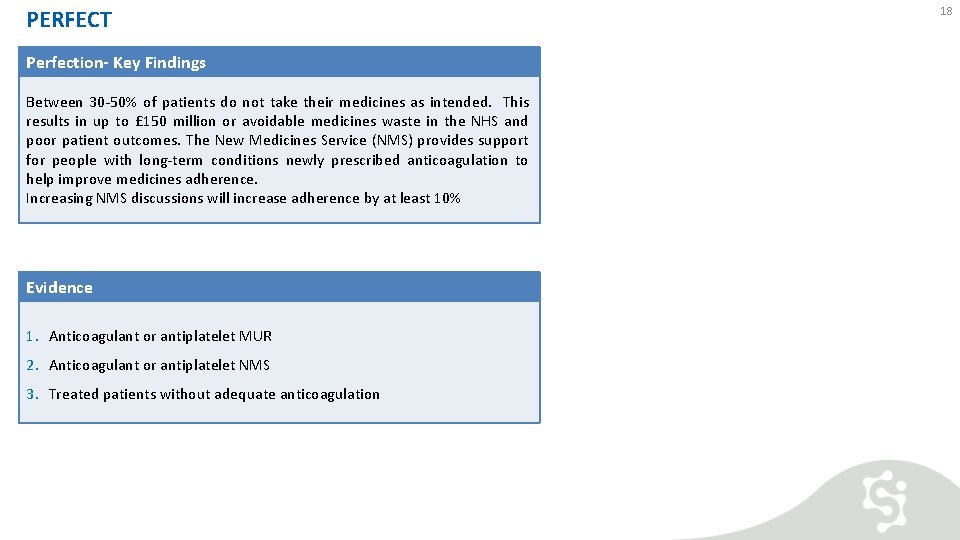 PERFECT Perfection- Key Findings Between 30 -50% of patients do not take their medicines