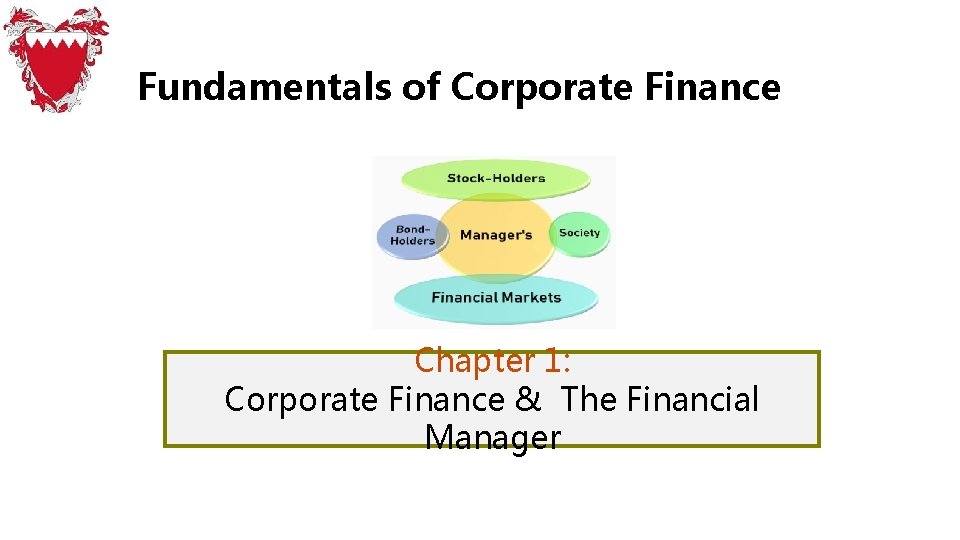 Fundamentals of Corporate Finance Chapter 1: Corporate Finance & The Financial Manager 
