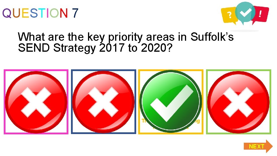 QUESTION 7 What are the key priority areas in Suffolk’s SEND Strategy 2017 to