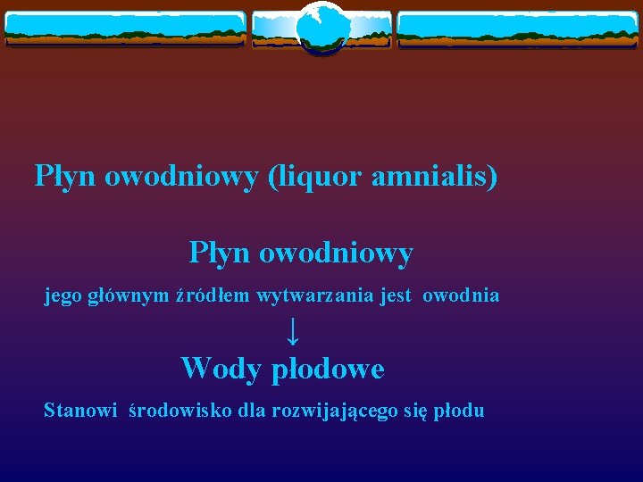 Płyn owodniowy (liquor amnialis) Płyn owodniowy jego głównym źródłem wytwarzania jest owodnia ↓ Wody