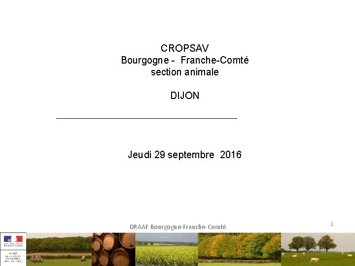 CROPSAV Bourgogne - Franche-Comté section animale DIJON Jeudi 29 septembre 2016 DRAAF Bourgogne-Franche-Comté 1