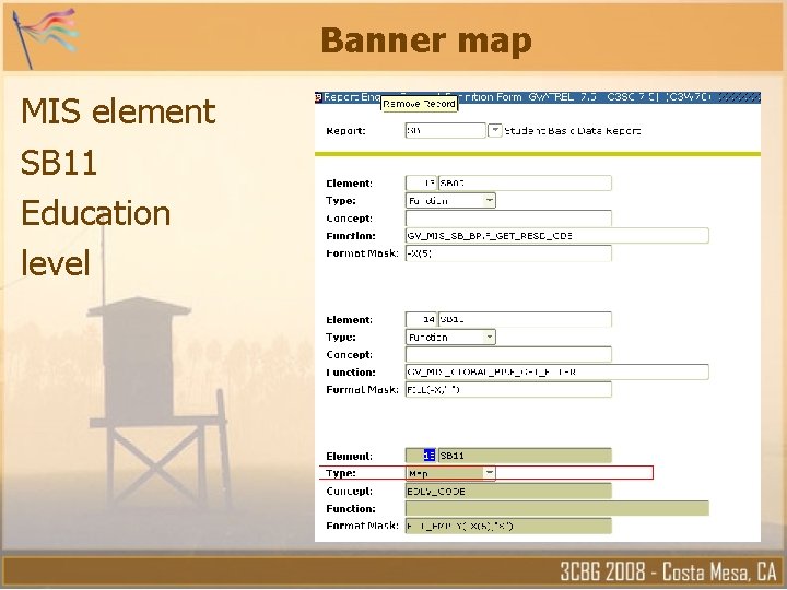 Banner map MIS element SB 11 Education level Banner map MIS element SB 11 Education level