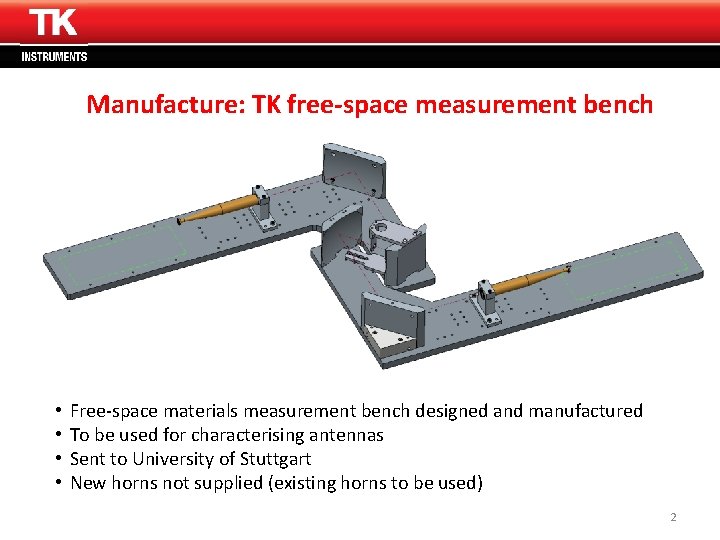 Thomas Keating Ltd www. terahertz. co. uk Manufacture: TK free-space measurement bench • •