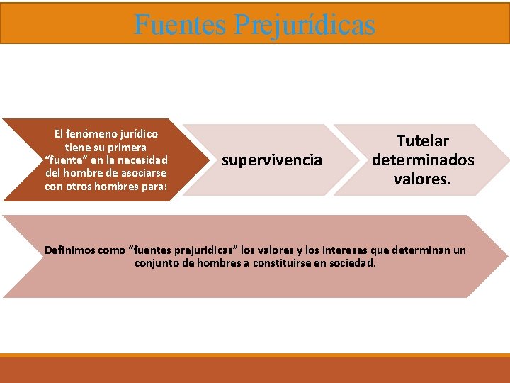 Fuentes Prejurídicas El fenómeno jurídico tiene su primera “fuente” en la necesidad del hombre