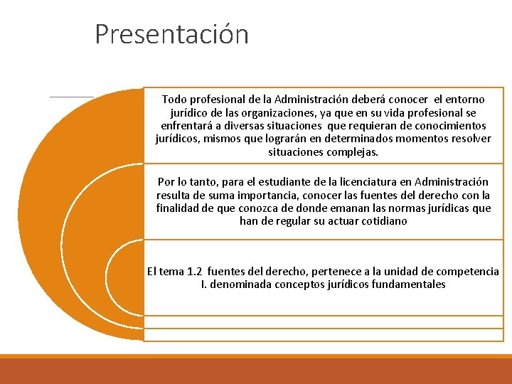 Presentación Todo profesional de la Administración deberá conocer el entorno jurídico de las organizaciones,