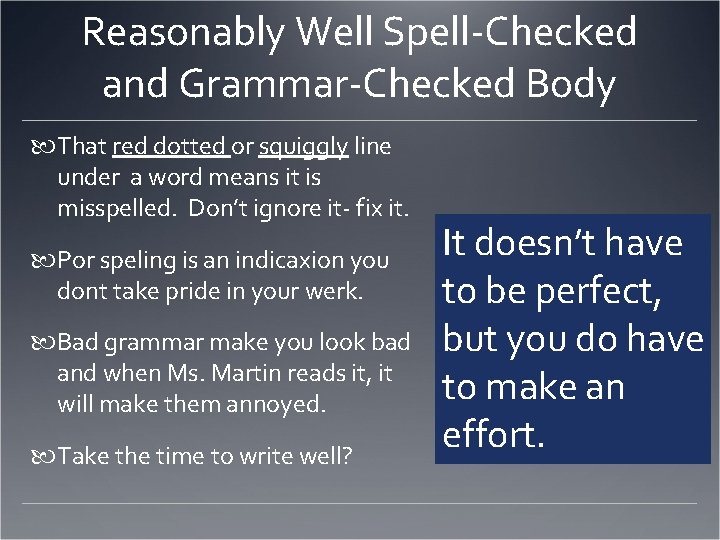 Reasonably Well Spell-Checked and Grammar-Checked Body That red dotted or squiggly line under a