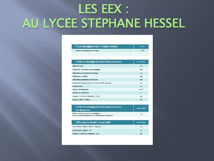 LES EEX : AU LYCÉE STÉPHANE HESSEL 