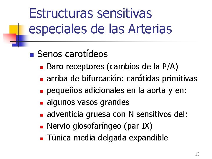 Estructuras sensitivas especiales de las Arterias n Senos carotídeos n n n n Baro Estructuras sensitivas especiales de las Arterias n Senos carotídeos n n n n Baro