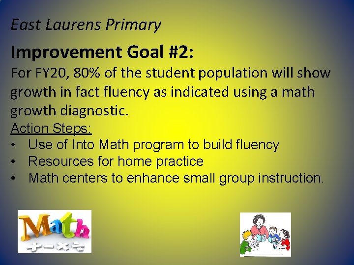 East Laurens Primary Improvement Goal #2: For FY 20, 80% of the student population East Laurens Primary Improvement Goal #2: For FY 20, 80% of the student population
