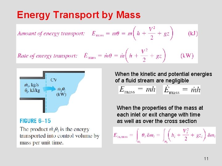 Energy Transport by Mass When the kinetic and potential energies of a fluid stream