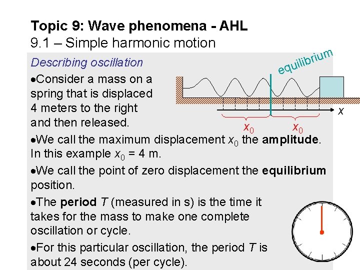 Topic 9: Wave phenomena - AHL 9. 1 – Simple harmonic motion m u
