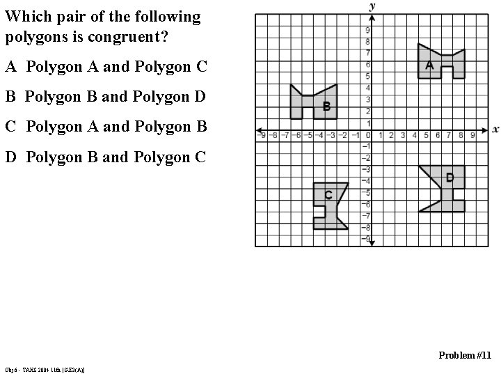 Which pair of the following polygons is congruent? A Polygon A and Polygon C