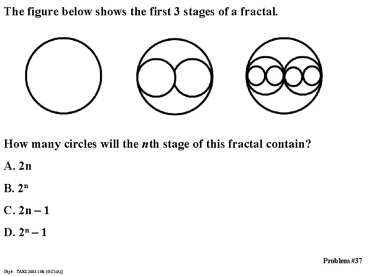 The figure below shows the first 3 stages of a fractal. How many circles