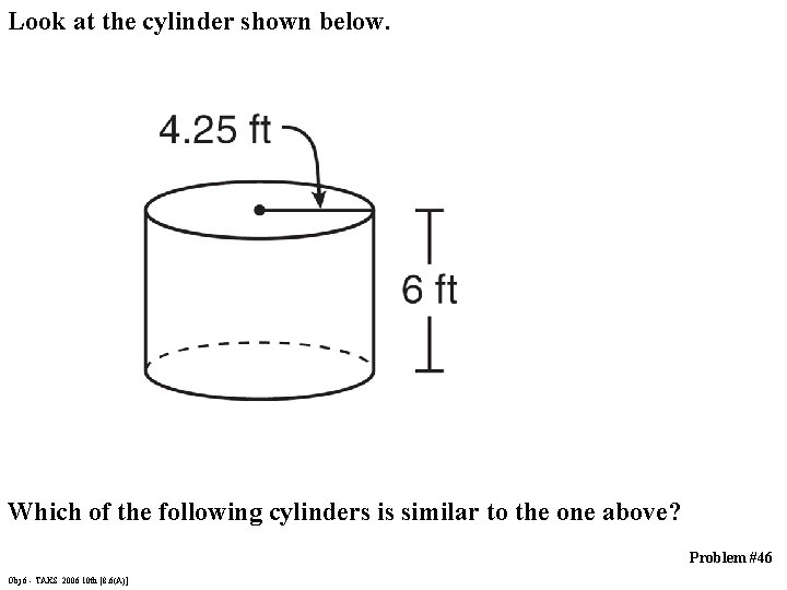 Look at the cylinder shown below. Which of the following cylinders is similar to